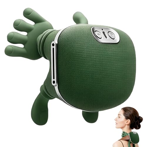 Lrthyonis Shoulder & Neck Massager with Heat 4D Kneading Neck Massager with Bionic Finger Design Deep Tissue Massage to Relieve Muscle Tension Home & Office Use (Green)