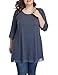 Shiaili Heather Plus Size Tunic Tops for Women Long Flowy Shirts for Leggings(4X, Blue)