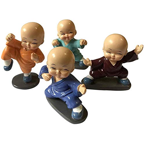 Cute Kongfu Moine en résine durable pour decoration intérieure car