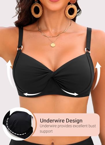 Image of Aqua Eve Women Underwire Bikini Top - Push Up Swimsuit Top Bra Padded Bathing Suit 2026 Twist Front Swimwear