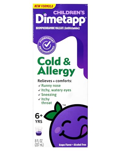 Children’s Dimetapp Cold & Allergy (8 fl. oz., Grape Flavor), Nasal Decongestant & Antihistamine, Alcohol-Free, Ages 6+