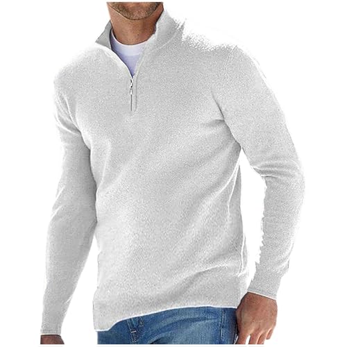 Sweaters for Men Quarter-Zip up Knitted Pullover Casual Soild Stand Collar Sweater Plus Size Long Sleeve Knitwear Jumper