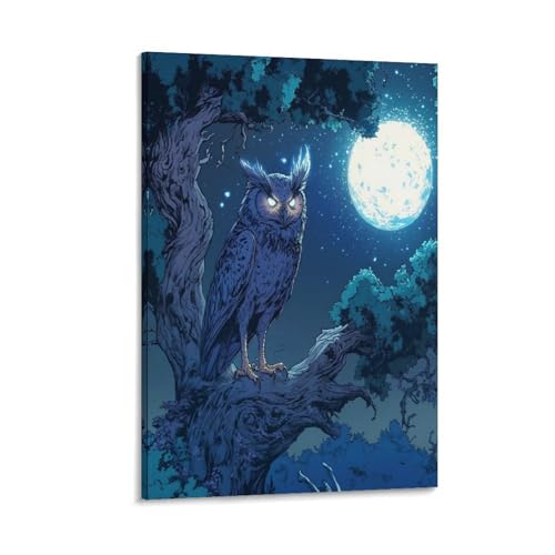 Peintures sur toile chouette murale grand format anti-reflet pour salon