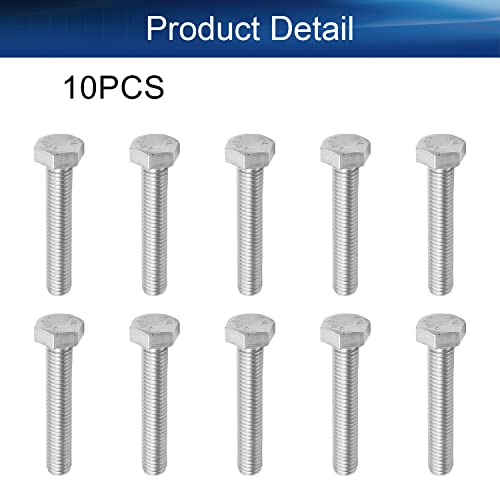Image of Bettomshin 10Pcs M8 x 45mm Hex Bolts, 304 Stainless Steel 1.25mm Thread Pitch Fully Threaded Metric Hex Head Screw Bolts, Hexagon Screw Bolt, Hex Tap Bolts, Silver, A2-70 (Overall Size 50.3x13x13mm)