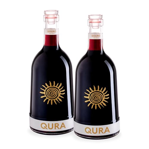 QURA - Vino tinto DOC Douro pack 2 botellas 75 cl | Cosecha 2023 | 13,5% vol | Touriga Nacional Tinta Roriz Touriga Franca | Fruta fresca textura jugosa final largo | Pack de vino para regalar