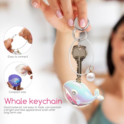 Image of 2 Pcs Cute Whale Keychain Set, Pink & Blue Ocean Whale Key Ring - Cartoon Whale Bag Charm, Key Pendant for Students, Ideal Carnival Prizes Birthday Goodie Bag Stuffers