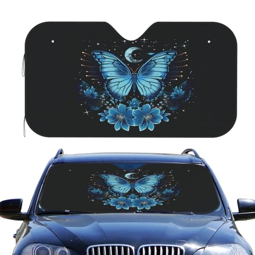 Pare-soleil de voiture intérieur fleurs papillon bleues couvre-soleil auto