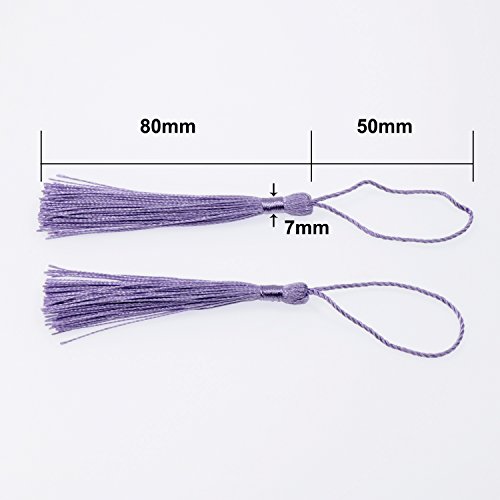 VAPKER 100 Pieces Purple Silky Handmade Soft Tassels 13cm/5-Inch With 2-Inch Cord Loop for Jewelry Making, DIY Projects, Bookmarks