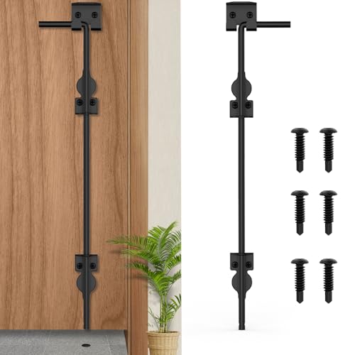 Image of 36 inch Cane Bolt Heavy-Duty Drop Rod for Gate, Heavy Duty Gate Latch for Wooden Fence Metal Gates, Vinyl Fence Gate Land Latch, Floor Latch for Fixing Door to The Ground, Black Coating, 1 Pack