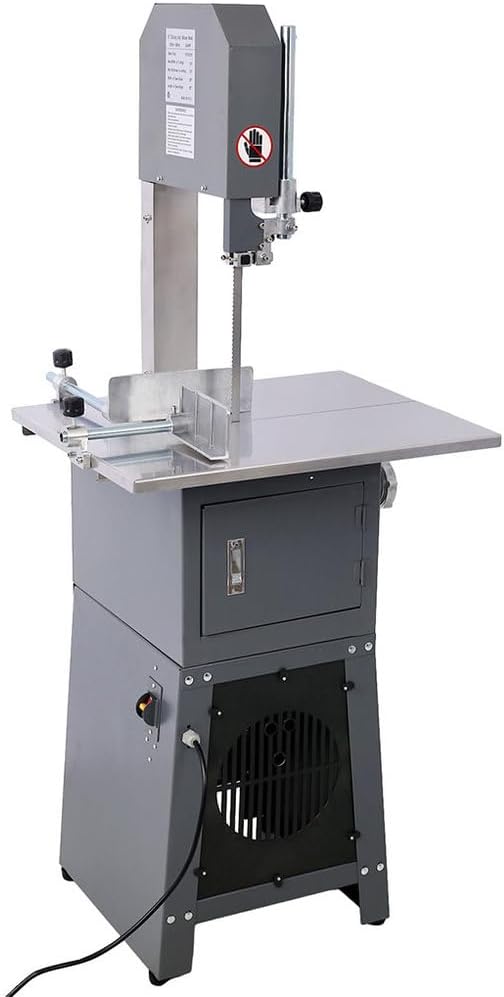 2-in-1 Commercial Meat Band Saw & Grinder, 550W Electric Bone Cutting Machine with Sausage Stuffer Attachment, Stainless Steel Meat Slicer & Processor, 3/4 HP Motor