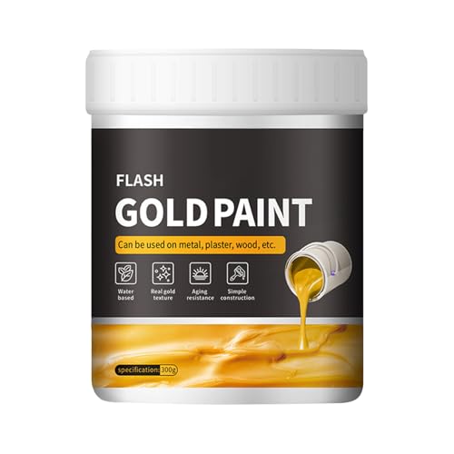Generisch Pintura dorada para manualidades, color dorado líquido, 300 g, líquido de color de secado rápido, color dorado para principiantes y profesionales, fácil de aplicar sobre yeso, madera y metal