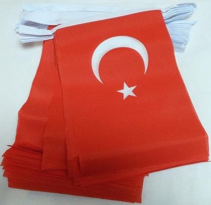 AZ FLAG Turkey 6 meters BUNTING Flag 20 flags 9'' x 6'' - Turkish STRING flags 15 x 21 cm