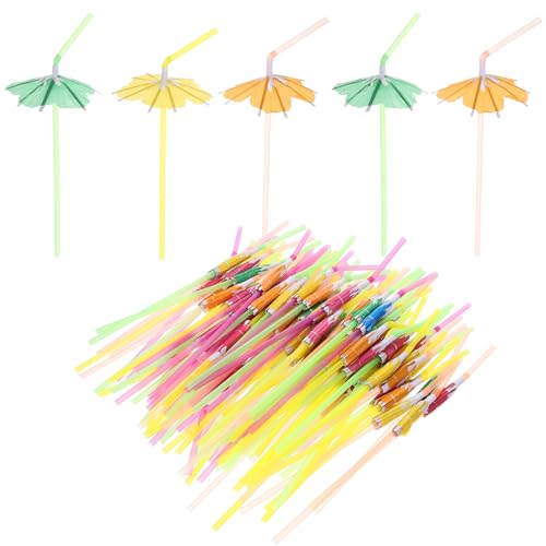 100 pitillos desechables con sombrilla flexibles 24 cm miniatura 1