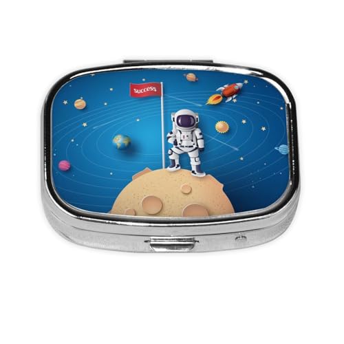 宇宙飛行士 ピルケース 薬ケース 2段分割 長方形 ケース 薬入れ 錠剤ケース 習慣薬箱 サプリメントケース サプリケース コンパクト サプリメントケース お薬
