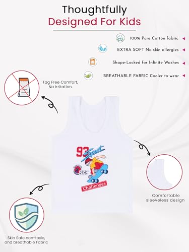 Image of BODYCARE Cartoon Printed Boy's Regular Fit Vest Pack of 6 from (Color & Print May Vary)