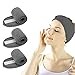 Produktbild Haarband für Make Up - 3 Stück Spa Stirnband mit Klettverschluss Kosmetik Stirnband Frottee Verstellbare Haarschutzband für Sport Yoga (Grau)