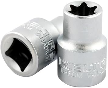 izeltas 1113060212 1/2" E/12 Star (Tor X) Lokma Anahtar, Krom, E12