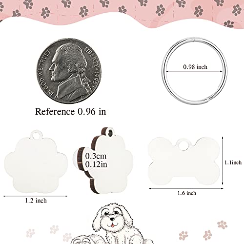 16-Pieces-Sublimation-Blank-Dog-Tag-Paw-Shape-Sublimation-Dog-ID-Tags-Double-Sided-Dog-Collar-Tags-with-16-Key-Ring-MDF-Heat-Transfer-Pet-Tag-Pendent-Blank-Craft-Pet-Tag-for-PetsPaw-and-Bone-Style - Cucciolini Doodles 16-Pieces-Sublimation-Blank-Dog-Tag-Paw-Shape-Sublimation-Dog-ID-Tags-Double-Sided-Dog-Collar-Tags-with-16-Key-Ring-MDF-Heat-Transfer-Pet-Tag-Pendent-Blank-Craft-Pet-Tag-for-PetsPaw-and-Bone-Style