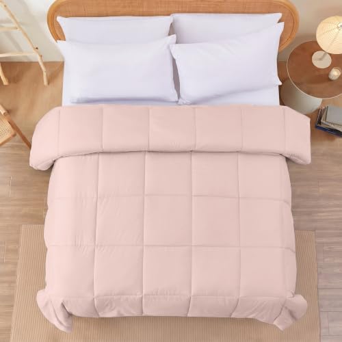 Image of Modern Threads Comforter Duvet Insert, Reversible Quilted Down Alternative Comforter with Corner Tabs, All Season Bedding, Twin, Blush