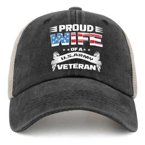 Proud Wife of A U.s.Army Veteran Caps Runners Hat AllBlack Hiking Hat Gifts for Boyfriends Sun Hat
