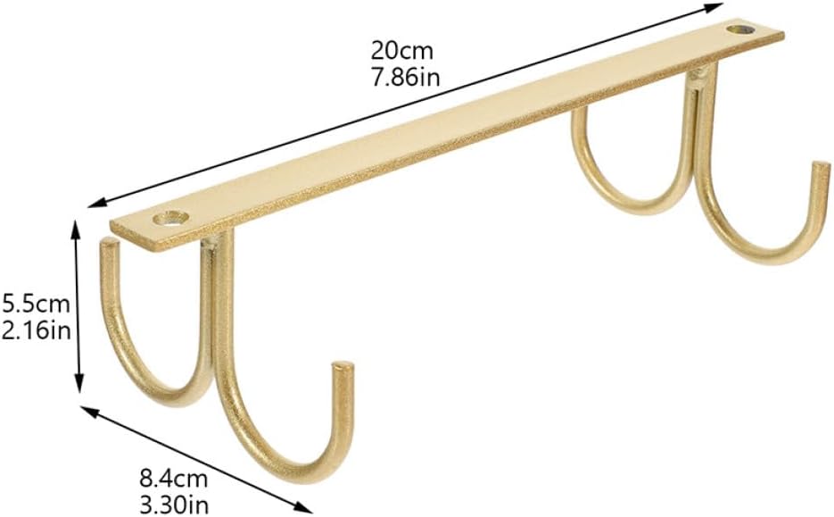 Cabinet Mug Hooks 2pcs Coffee Cup Hanger Iron Rack Gold 4-Hook Space-Saving Kitchen Mug Organizer for Home Storage