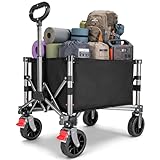 YEAUPE PRO Bollerwagen Faltbar Klein – 70L, 50 kg Tragkraft – für Büro & Zuhause, mit seitlichem Reißverschluss & höhenverstellbarem Griff, kompakt faltbar – Schwarz