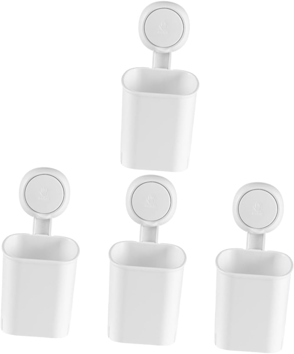 4pcs Mountable Toothbrush Holder Suction for Bathroom Glass Smooth Surfaces Non-Slip Electric Manual Brush Holders