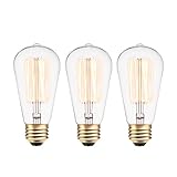 GLOBE Electric 31324 40W Vintage Edison S60 Squirrel Cage Incandescent Filament Light Bulb 3-Pack, E26 Base, 145 Lumens, Edison Bulbs, Vintage Light Bulbs, E26 Light Bulb, Home Improvement