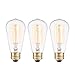 Globe Electric 40W Vintage Edison S60 Squirrel Cage Incandescent Filament Light Bulb, 3-Pack, E26 Base, 145 Lumens, 31324