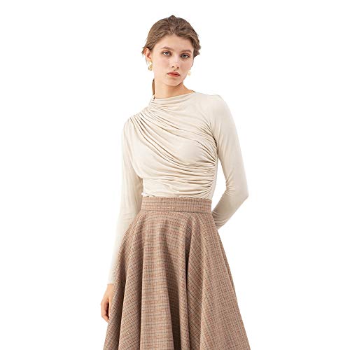 Image of CHICWISH Women's Mock Neck Ruched Long Sleeves Knit Top