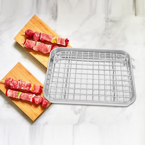 Bandeja de acero inoxidable duradera con rejilla multifuncional para repostería 6