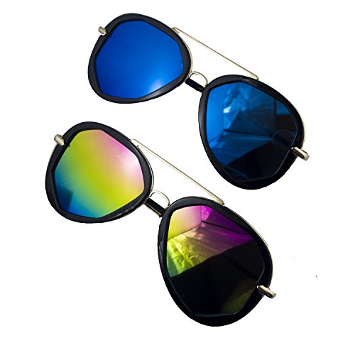 Lunettes de soleil aviateur protection UV400 monture métal noir et funky 140mm