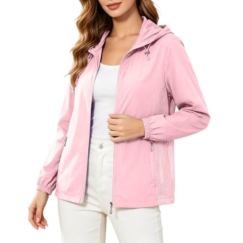 Veste à capuche légère pour femmes avec doublure en maille respirante