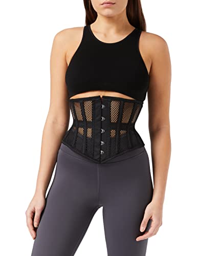 Corset galbant noir en taille L avec double baleines en acier pour femme