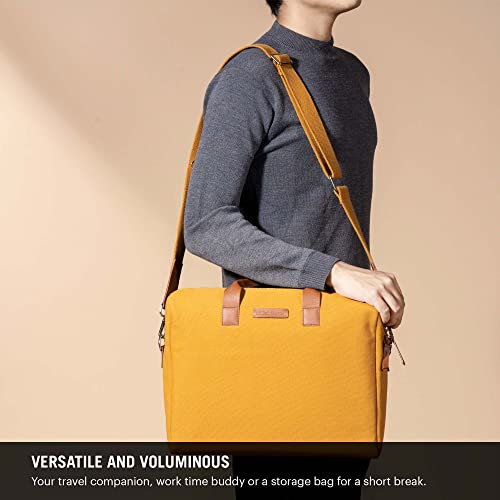 Image of DailyObjects Unisex City Compact Fleet Canvas Laptop Messenger Bag with Leather Handles and Adjustable Straps | Zip Closure with Slip Pockets and Large Storage For 14 Inch Laptops