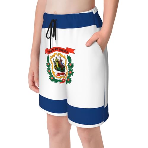 West Virginia Flag Youth Beach Pants, Soft and Breathable, with Drawstring Waist, Suitable for Sports and Leisure.4