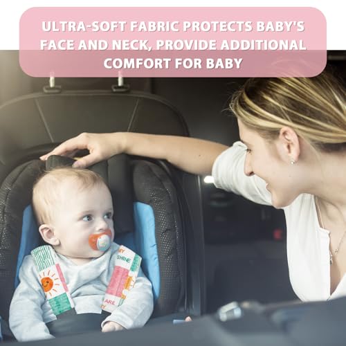 Image of SWESEN Car Seat Strap Cover for Babies, Soft Car Seat Belt Covers, Mink Car Seat Strap Shoulder Pads Girls, Plaid & Sun