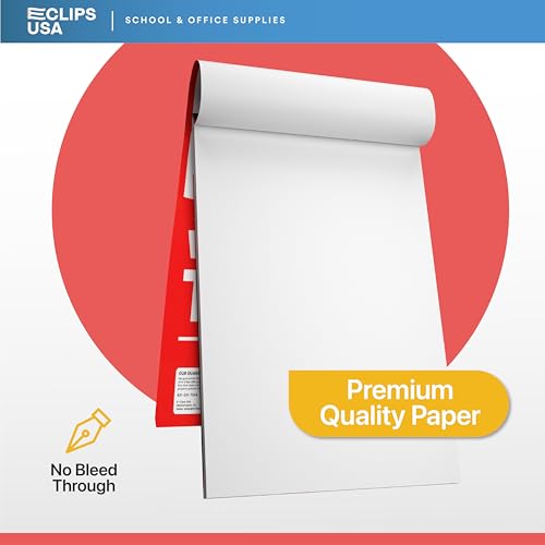 Tablettes d'écriture blanches non lignées E-CLIPS USA dos aggloméré rigide 100 feuilles