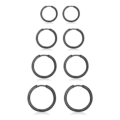 Image of 316L Surgical Steel Hoop Earrings, 6-20mm Huggie Hypoallergenic, Small Sleeper Mens Cartilage Earrings for Women 20G 18G