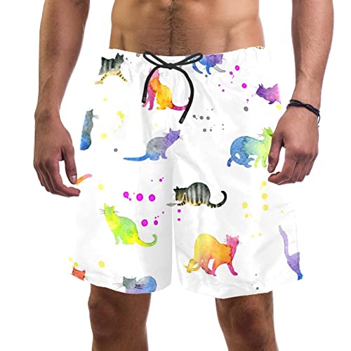 Maillots de bain hommes chats colorés HadHfun le short de plage idéal pour vos vacances