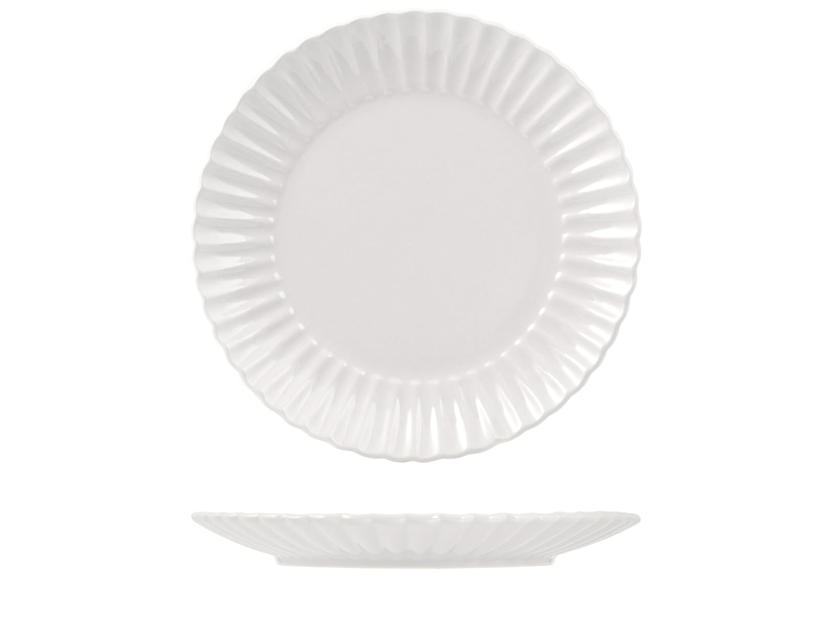 H&H Set mit 6 flachen Tellern, Lotus, Weiß, 27 cm