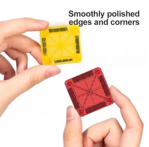 Image of Happy Hues 26 Pcs Mini Magnetic Tiles Travel Set- STEM Magnetic Building Blocks with Tin Storage Case, Safe BPA-Free Educational Toy for Toddlers & Kids Ages 3+