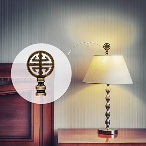 2 Pieces Brass Lamp Finial Oriental Lamp Shade Finial Asian Lamp Finial Happiness Symbol Lamp Shade Decorative Lamp Finial Asian Lamp Decoration (Antique Brass) #TOP4
