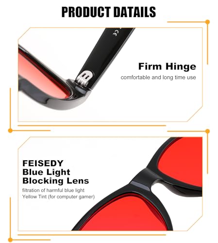 Image of FEISEDY Orange Blue Light Blocking Glasses for Woman Men Amber Lenses Computer Gaming Glasses for Better Sleep