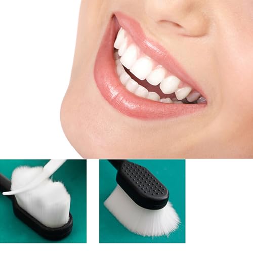 Mikro-Nano-Zahnbürsten mit 20.000 Borsten, steriler Faser, weiche Zahnbürste, weiche Borsten, Zahnbürste für zerbrechliches Zahnfleisch, Erwachsene und Kinder für empfindliche Zähne, Weiß, Schwarz – Bild 5