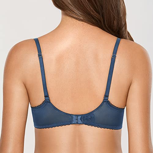 Image of DOBREVA Women's Sexy Lace Push Up Plus Size Bra Sheer Balconette Underwire Unlined