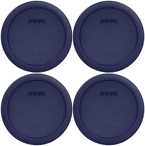 Pyrex Bundle - 4 Items: 7201-PC 4-Cup Blue Plastic Food Storage Lids Made in the USA