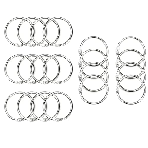 20 Stück Buchringe Ringbinder 25mm Binder Ringe Metall Buchbinderinge in Silber Buchbinder Set Ringordner für Loseblatt Scrapbook Album Karteikarten und DIY