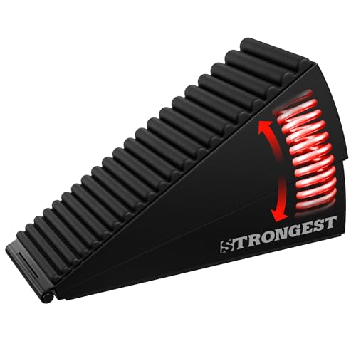 Strongest Home XL Adjustable Door Stopper with Spring – Heavy Duty Wedge for Oversized, Thick & Heavy Doors, Anti-Slip Rubber Grip, for Commercial, Home & Outdoor Use on Carpet, Wood & Tile - Black
