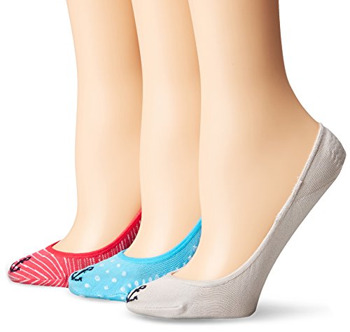 Sperry Women's 3 Pack No Show Liner Socks, Assorted Blue, 9-11